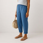 Women's Linen Trousers with Elasticated Waist