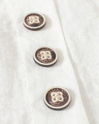 Women's Linen Tunic Blouse with Button Front and Round Neckline