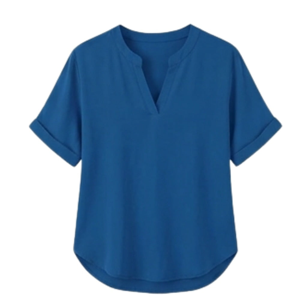 Women's Linen Tunic Blouse with V-Neck