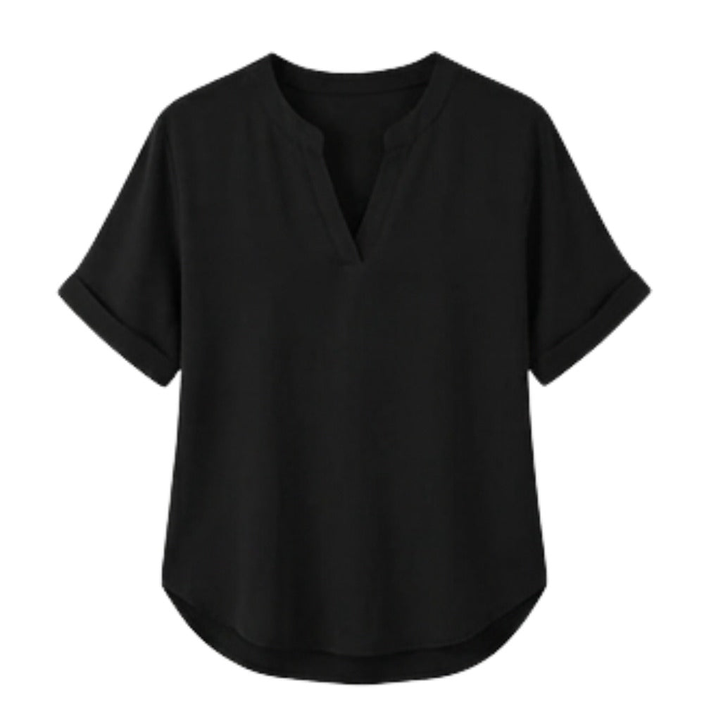 Women's Linen Tunic Blouse with V-Neck