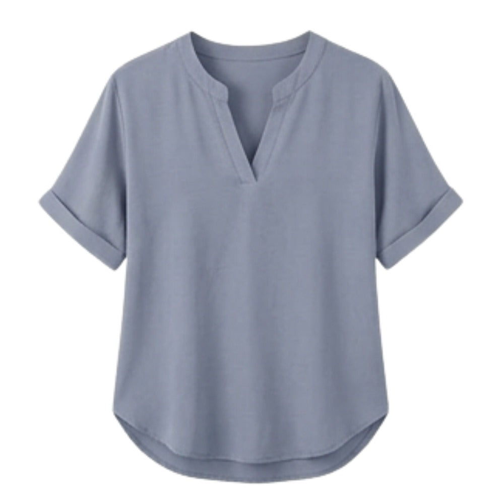 Women's Linen Tunic Blouse with V-Neck