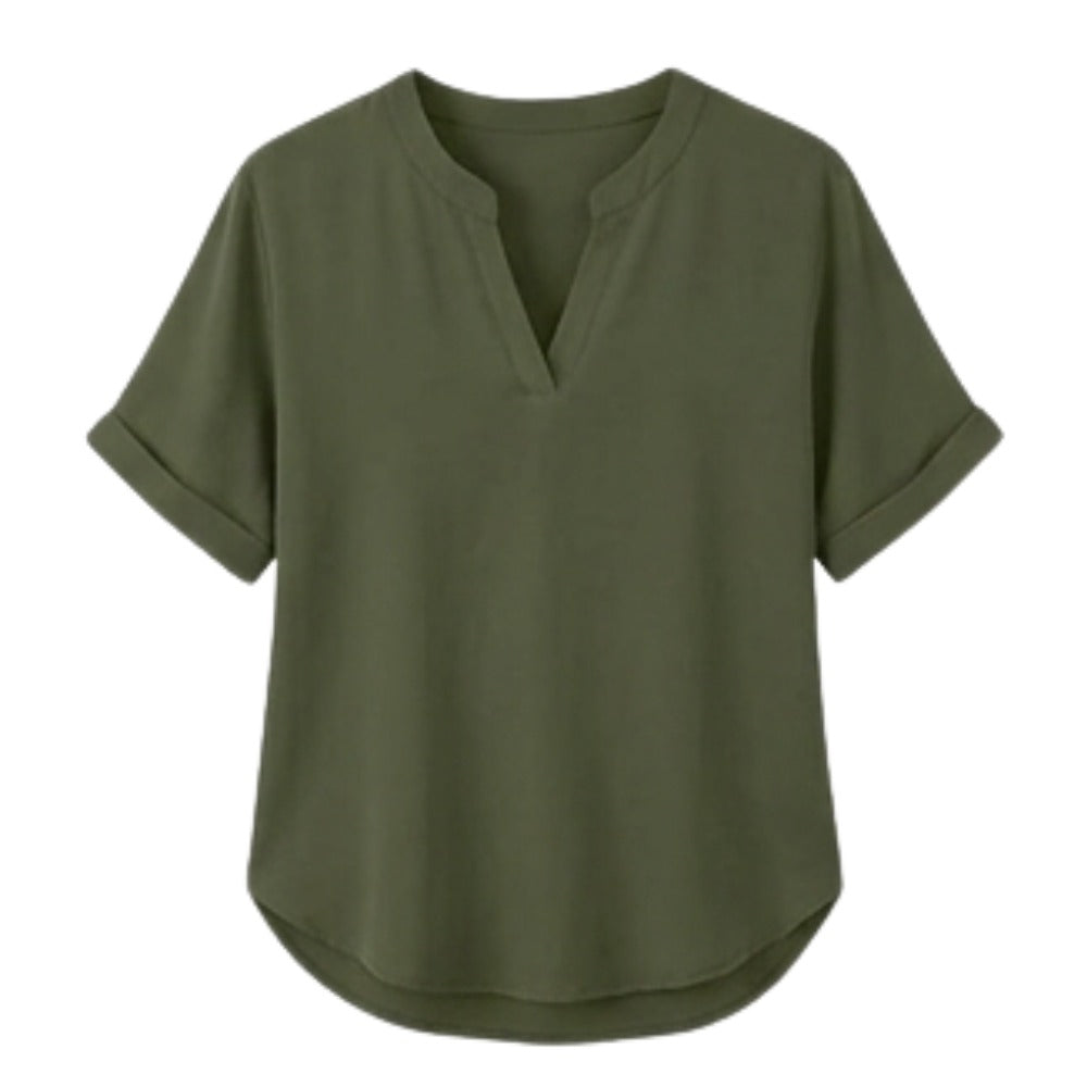 Women's Linen Tunic Blouse with V-Neck