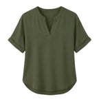 Women's Linen Tunic Blouse with V-Neck