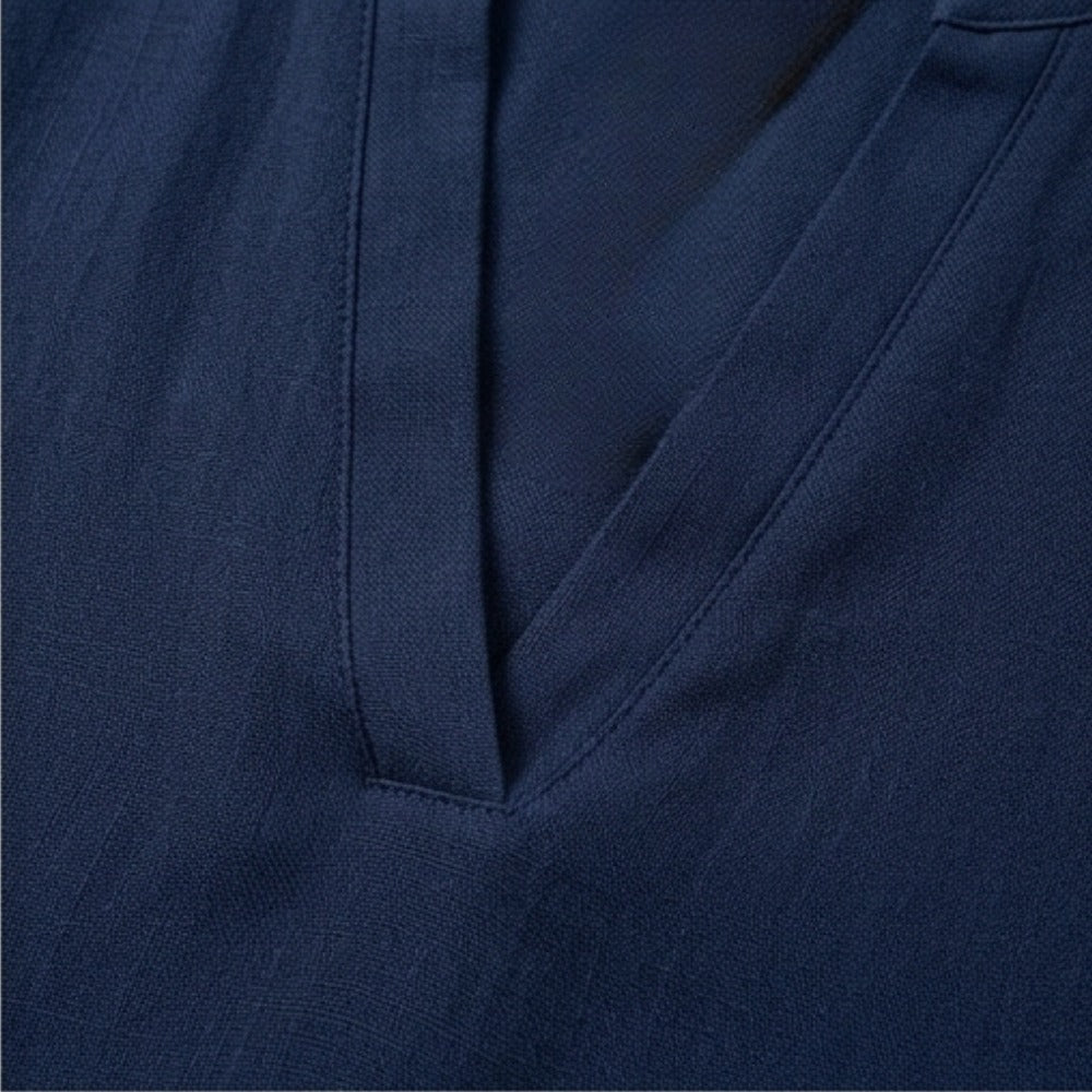 Women's Linen Tunic Blouse with V-Neck