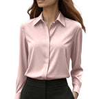 Women's Long Sleeve Blouse with Point Collar