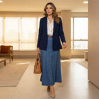 Women's Maxi A Line Skirt with High Waist and Panel Seams