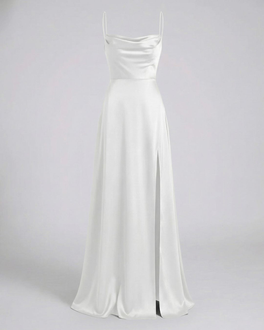 Women's Maxi Dress with Cowl Neckline Spaghetti Straps Lace-Up Back and Front Slit