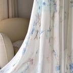 Women's Maxi Dress with Deep V-Neckline Long Puff Sleeves and Floral Print Skirt Panel