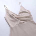 Women's Maxi Dress with Wrap V-Neckline, Spaghetti Straps and Side Slit