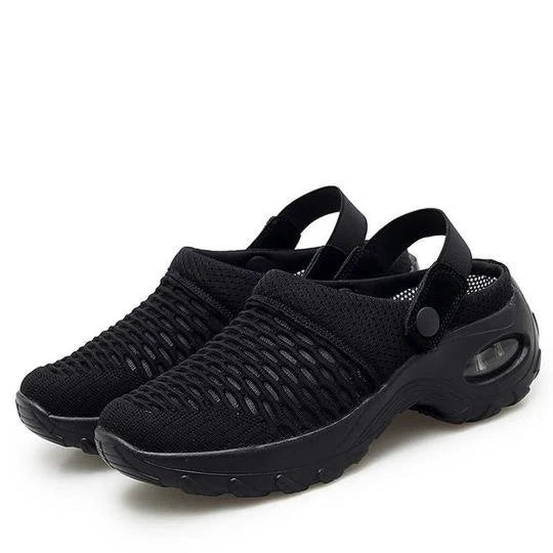 Women's Mesh Slip-On Mules with Open Back and Air Cushion Sole