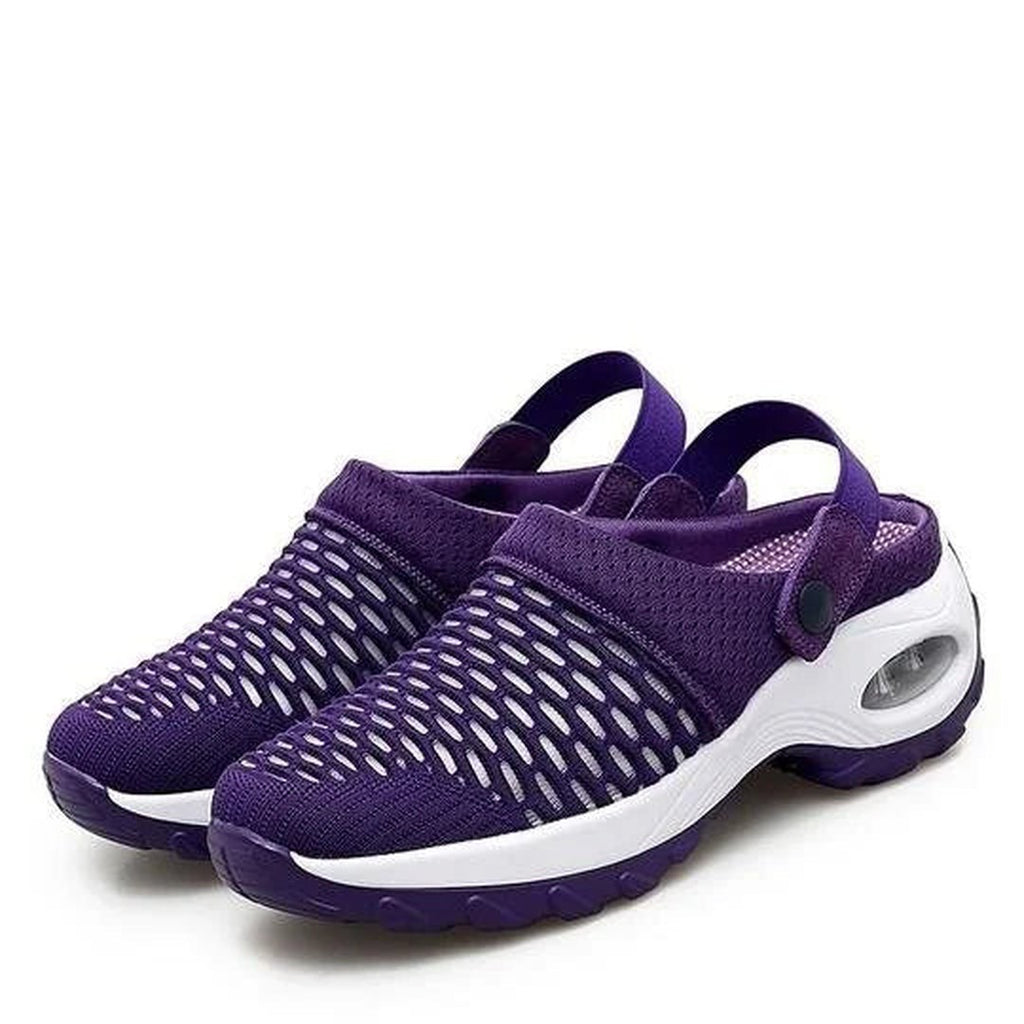 Women's Mesh Slip-On Mules with Open Back and Air Cushion Sole