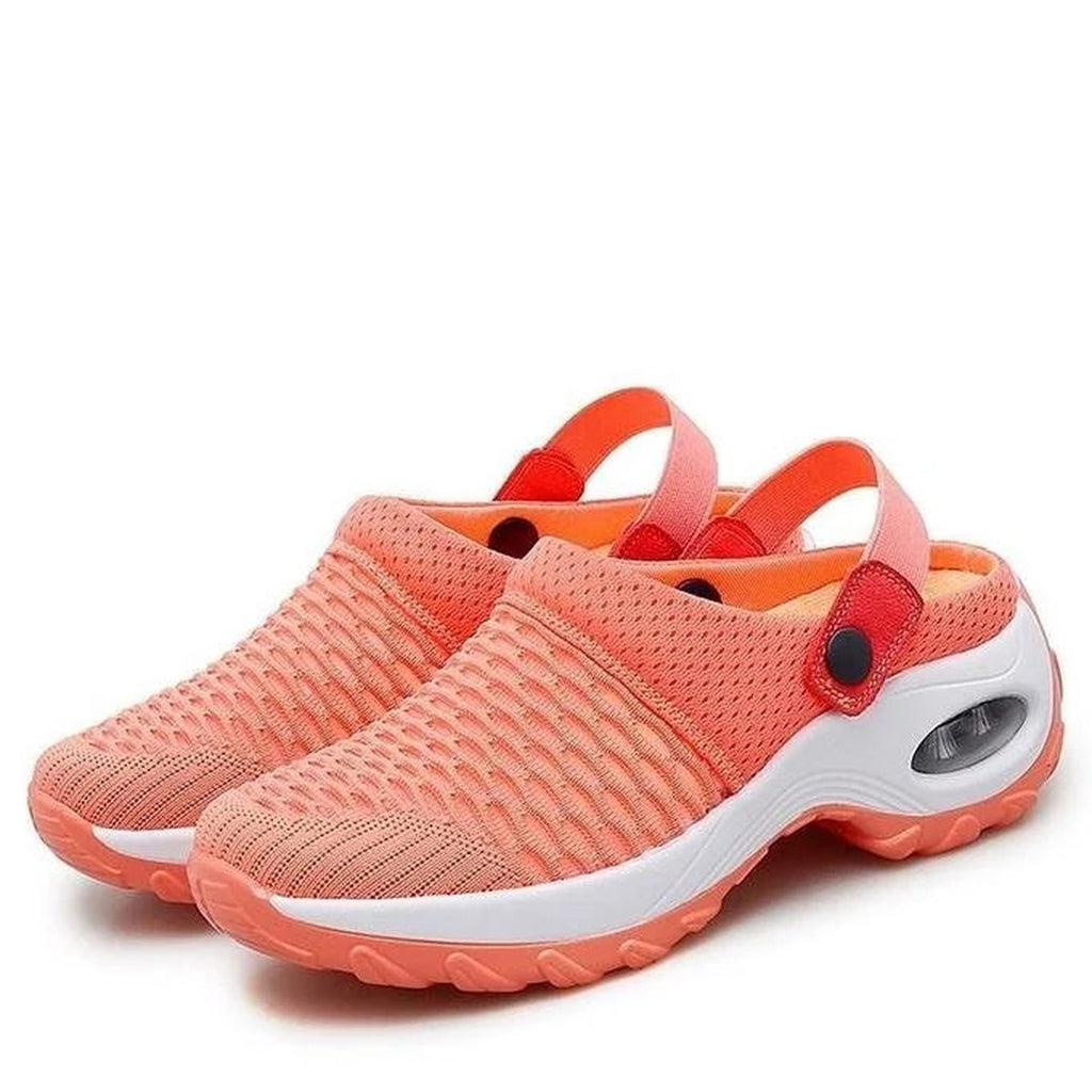 Women's Mesh Slip-On Mules with Open Back and Air Cushion Sole