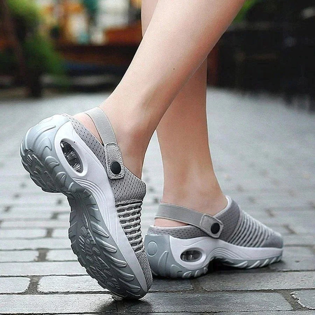 Women's Mesh Slip-On Mules with Open Back and Air Cushion Sole