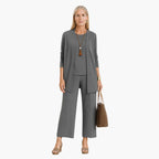 Women's Occasion Long Sleeve Set with Wide Leg Trousers