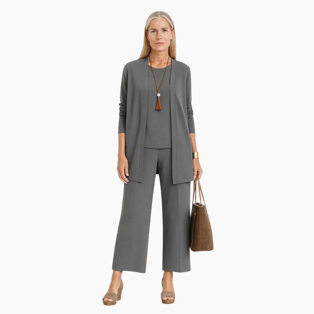 Women's Occasion Long Sleeve Set with Wide Leg Trousers