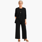 Women's Occasion Long Sleeve Set with Wide Leg Trousers