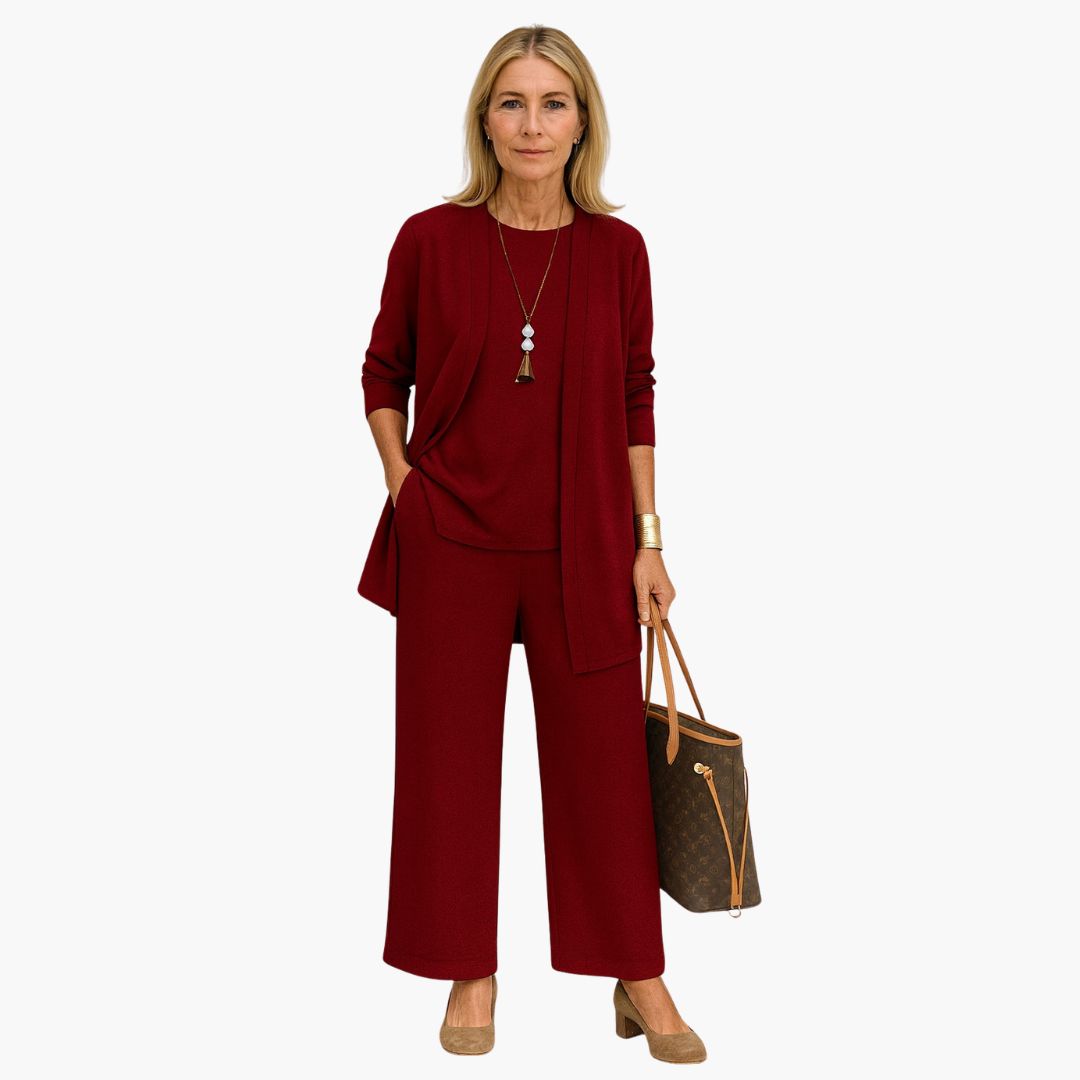 Women's Occasion Long Sleeve Set with Wide Leg Trousers