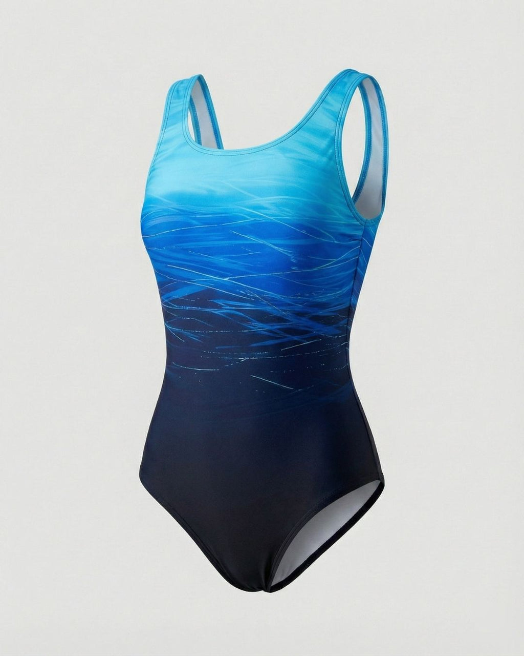 Women's One-Piece Swimsuit with Scoop Neckline and Ombre Print and Cross-Strap Open Back