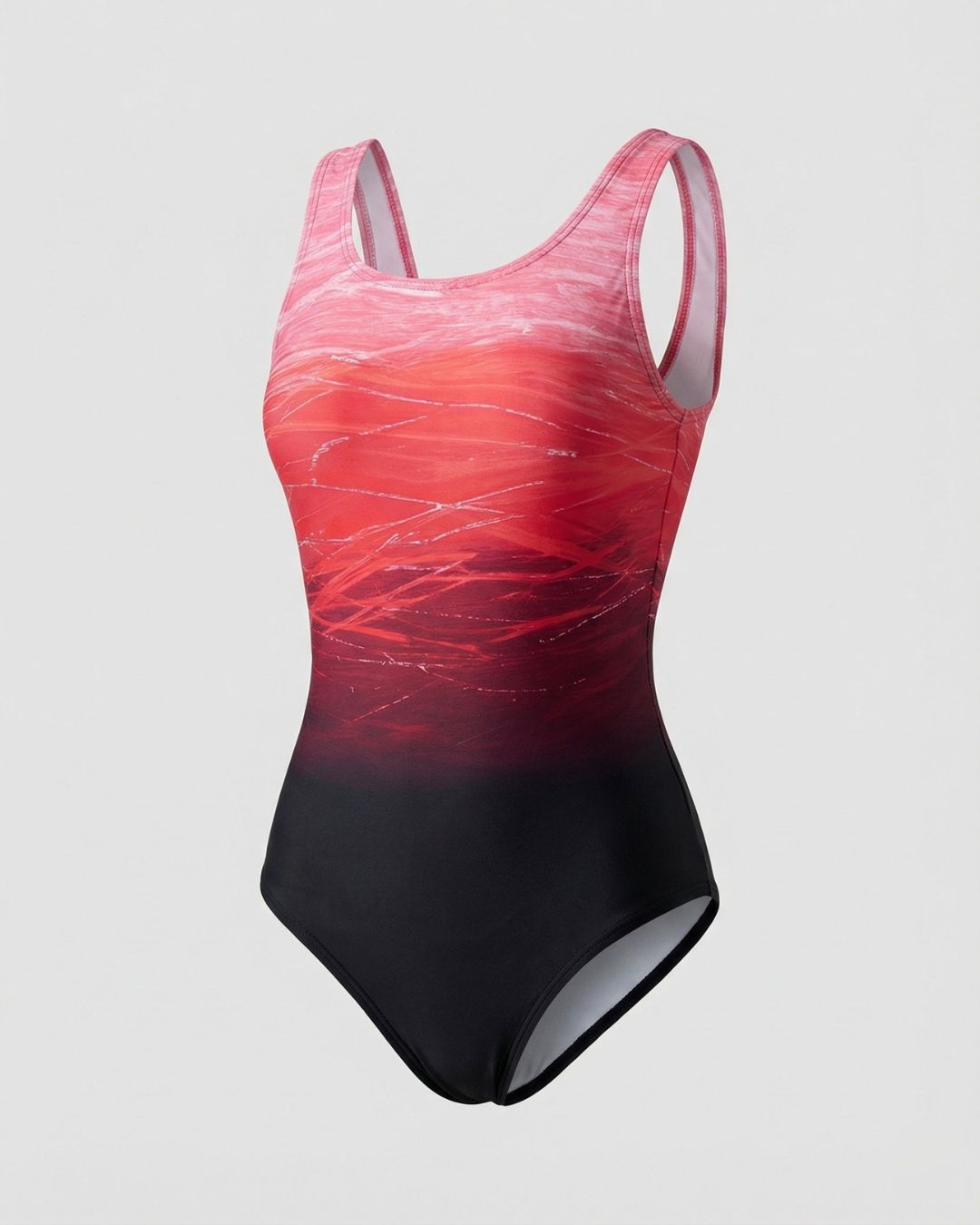 Women's One-Piece Swimsuit with Scoop Neckline and Ombre Print and Cross-Strap Open Back