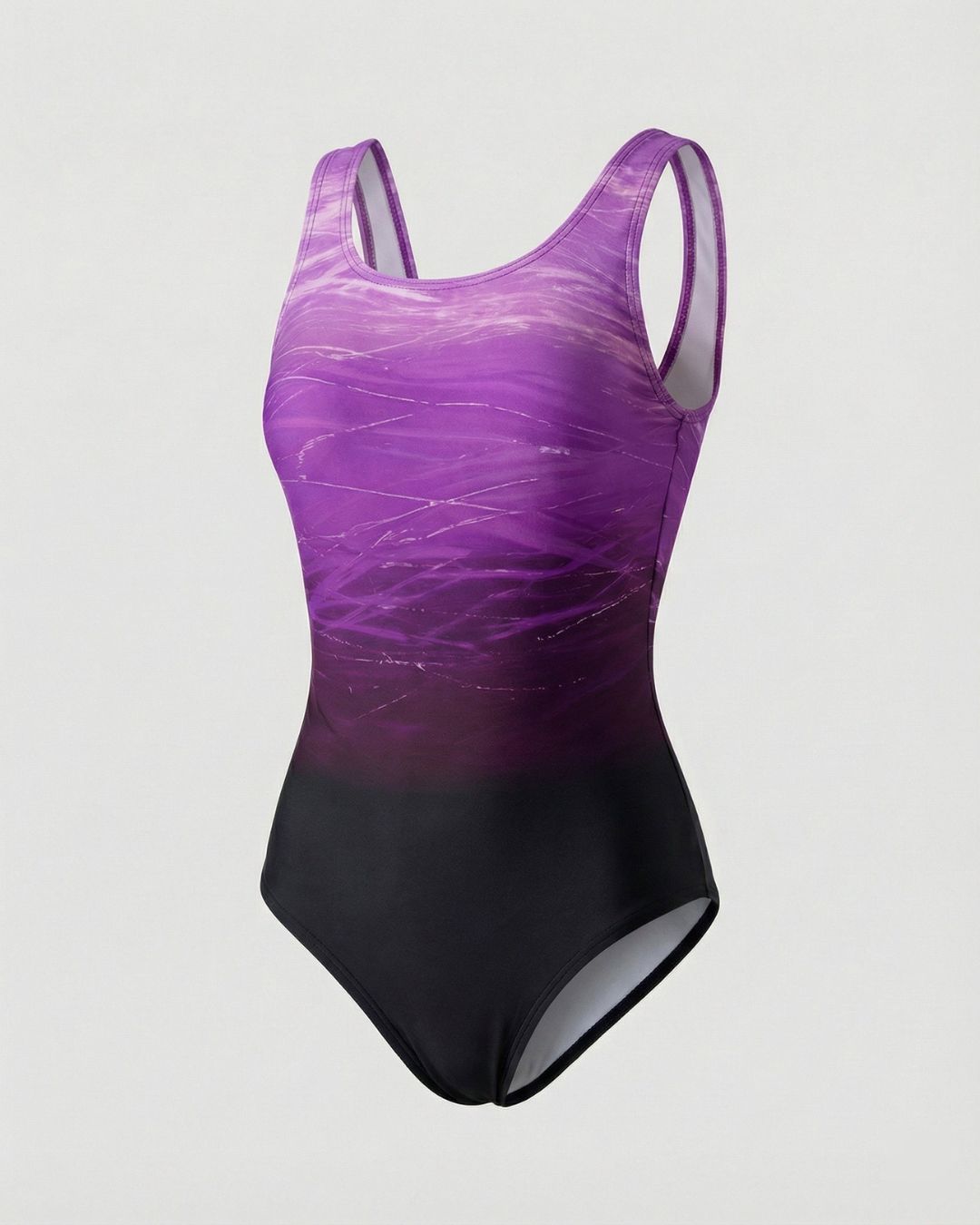 Women's One-Piece Swimsuit with Scoop Neckline and Ombre Print and Cross-Strap Open Back