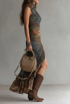 Women's One-Shoulder Maxi Dress with Mixed Botanical Print and Ruffle Hem