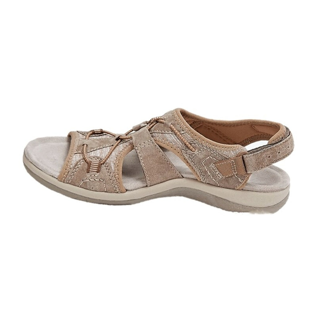 Women's Open-Toe Sandals with Cross-Strap Upper and Hook-and-Loop Slingback Closure