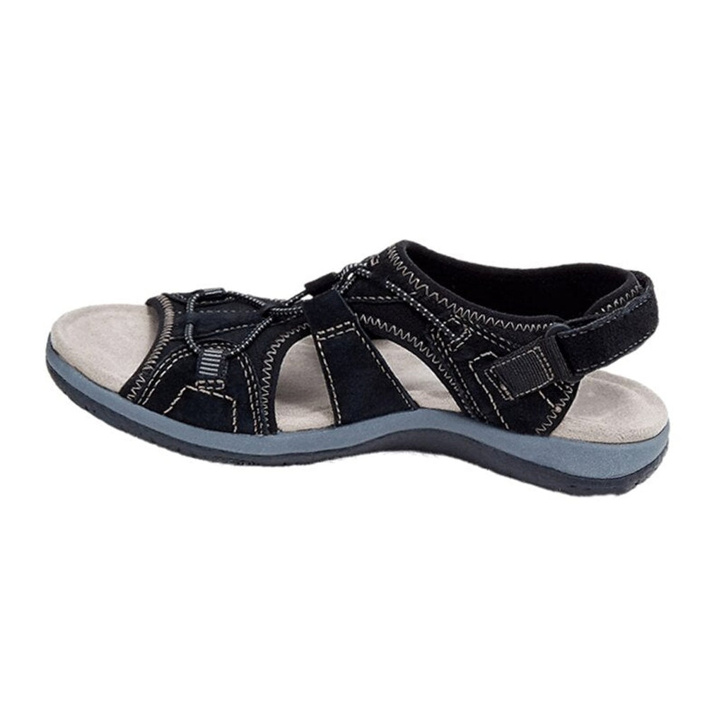 Women's Open-Toe Sandals with Cross-Strap Upper and Hook-and-Loop Slingback Closure