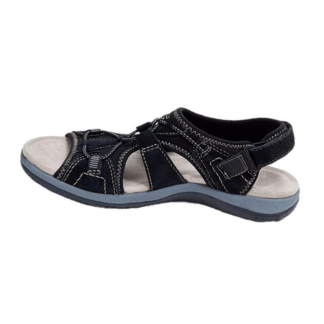 Women's Open-Toe Sandals with Cross-Strap Upper and Hook-and-Loop Slingback Closure