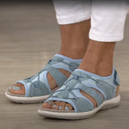 Women's Open-Toe Sandals with Cross-Strap Upper and Hook-and-Loop Slingback Closure