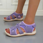 Women's Open-Toe Sandals with Cross-Strap Upper and Hook-and-Loop Slingback Closure
