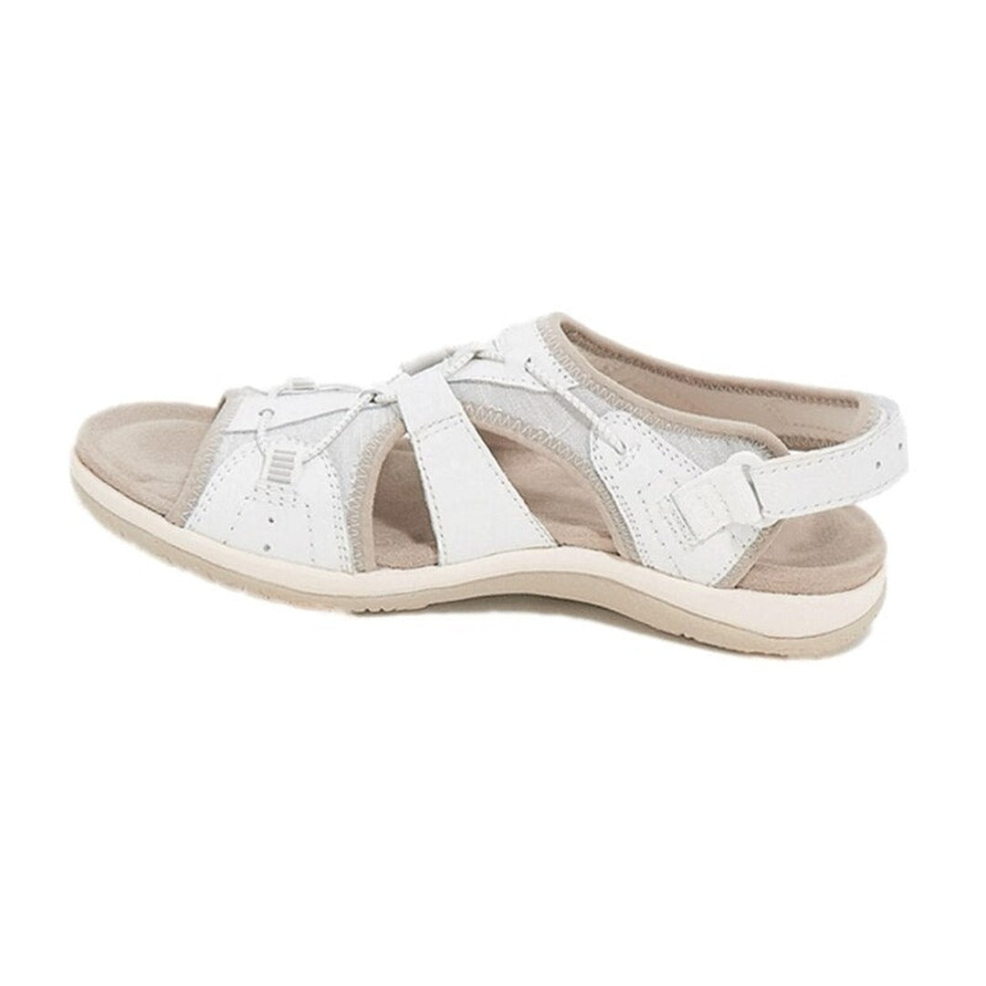 Women's Open-Toe Sandals with Cross-Strap Upper and Hook-and-Loop Slingback Closure