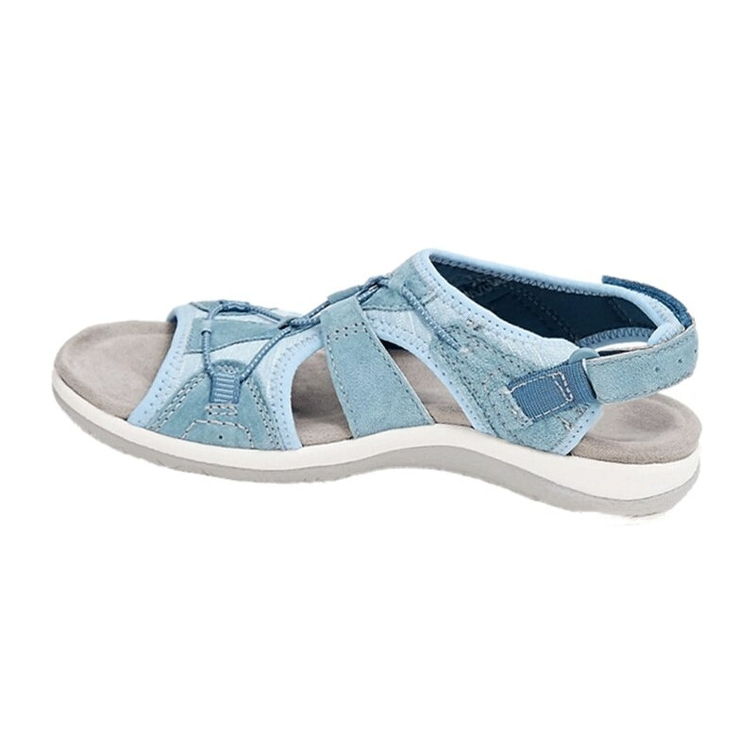 Women's Open-Toe Sandals with Cross-Strap Upper and Hook-and-Loop Slingback Closure