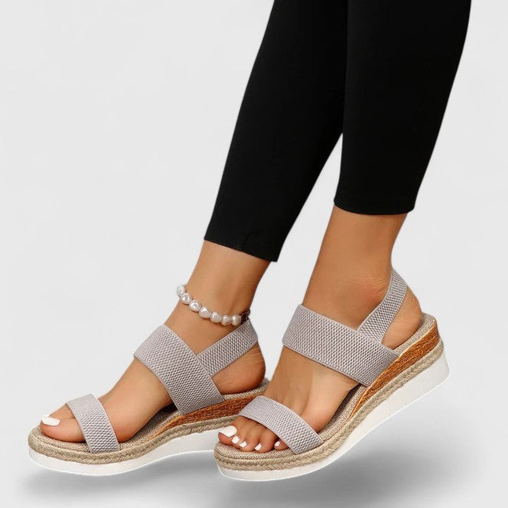 Women's Open Toe Wedge Sandals with Wide Strap Band and Braided Platform Sole
