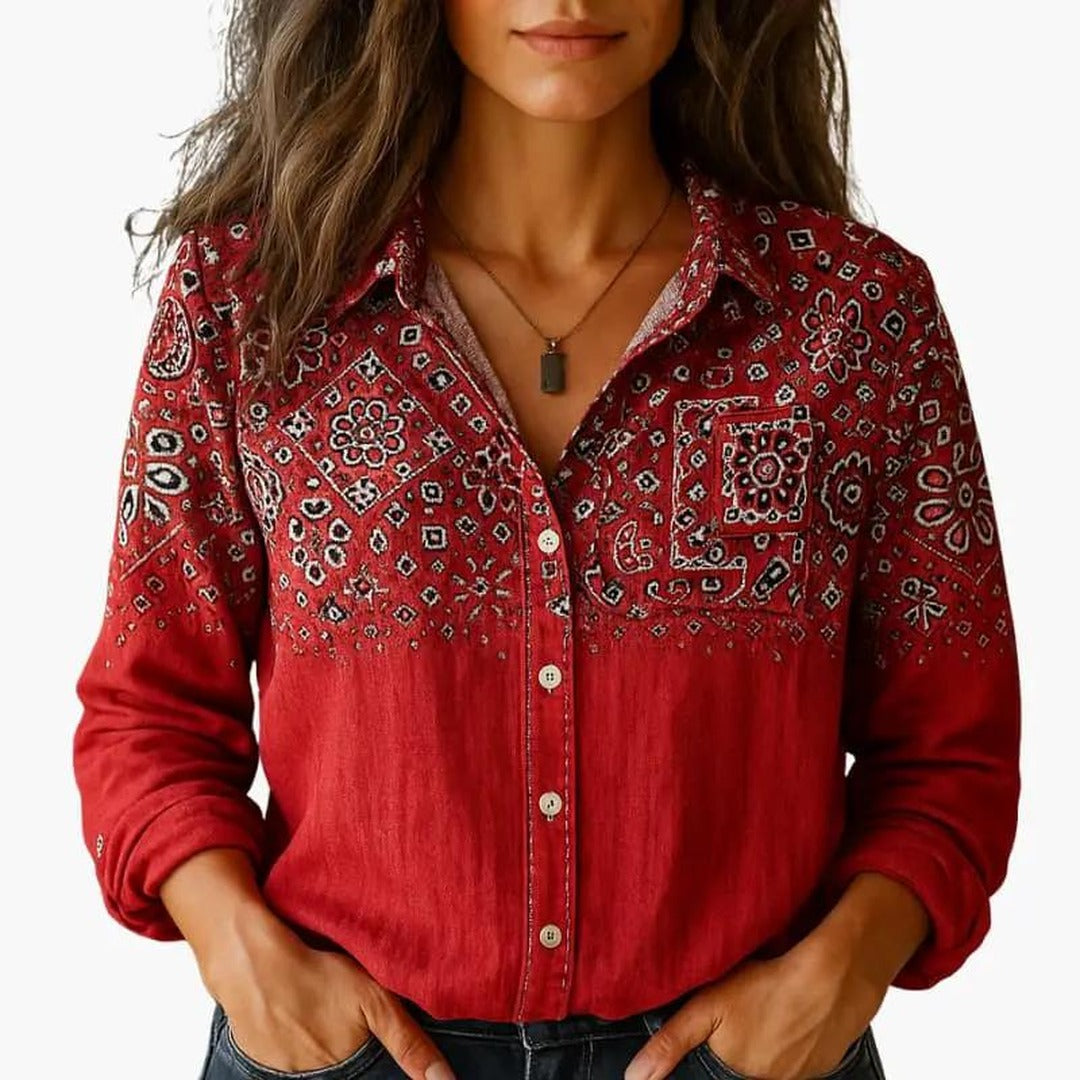 Women's Oversized Long Sleeve Shirt with Button Front