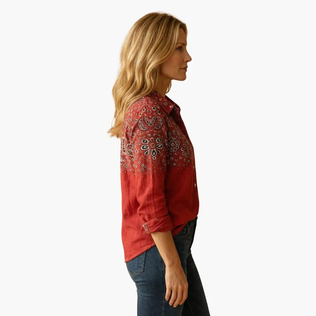 Women's Oversized Long Sleeve Shirt with Button Front