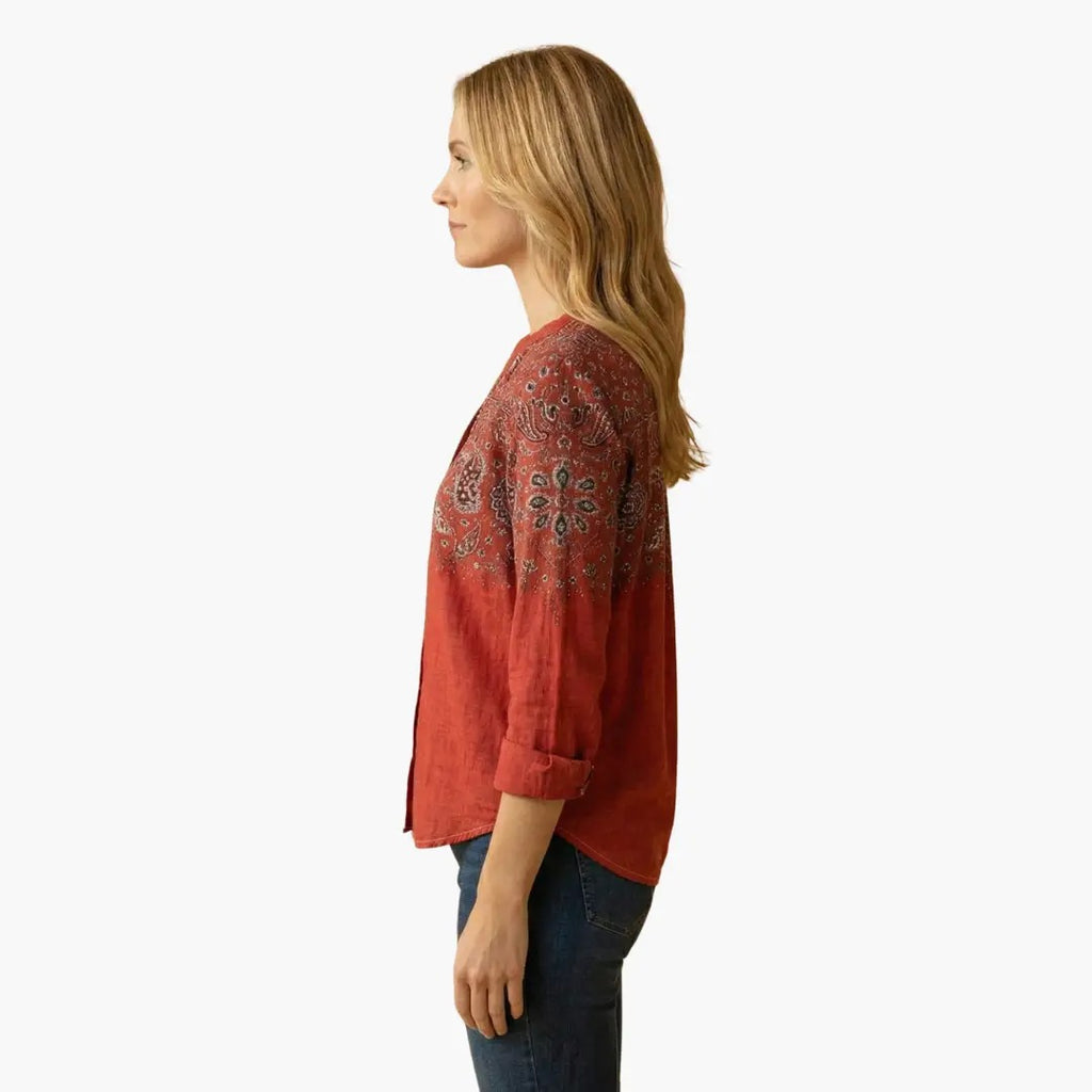 Women's Oversized Long Sleeve Shirt with Button Front
