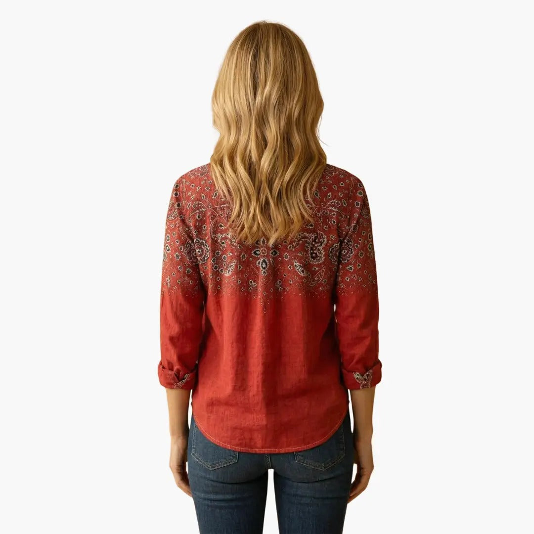 Women's Oversized Long Sleeve Shirt with Button Front