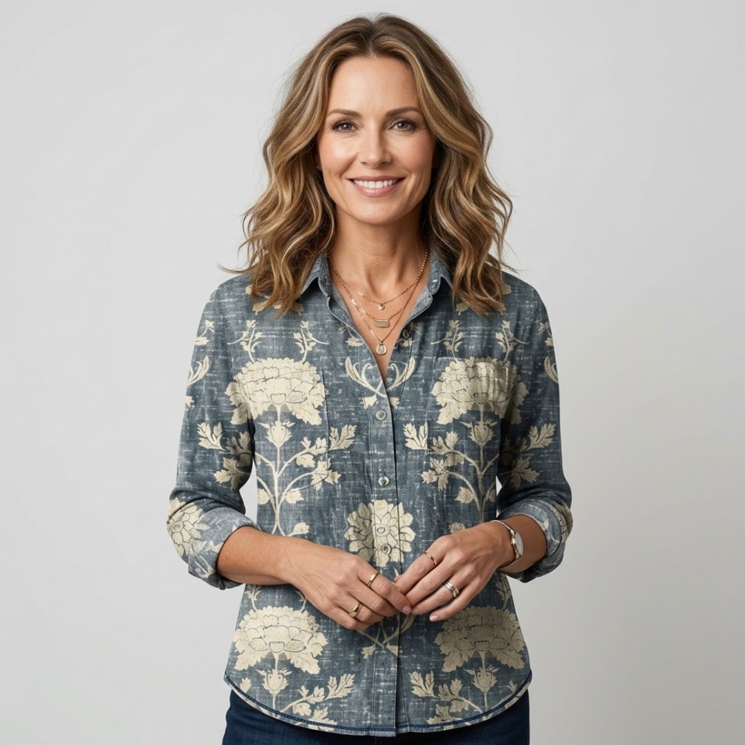 Women's Oversized Long Sleeve Shirt with Button Front
