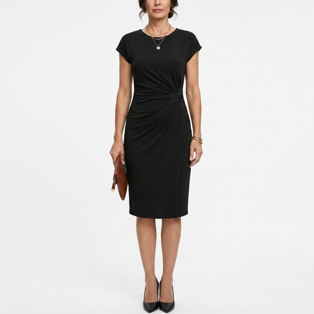Women's Party Midi Dress with Round Neck