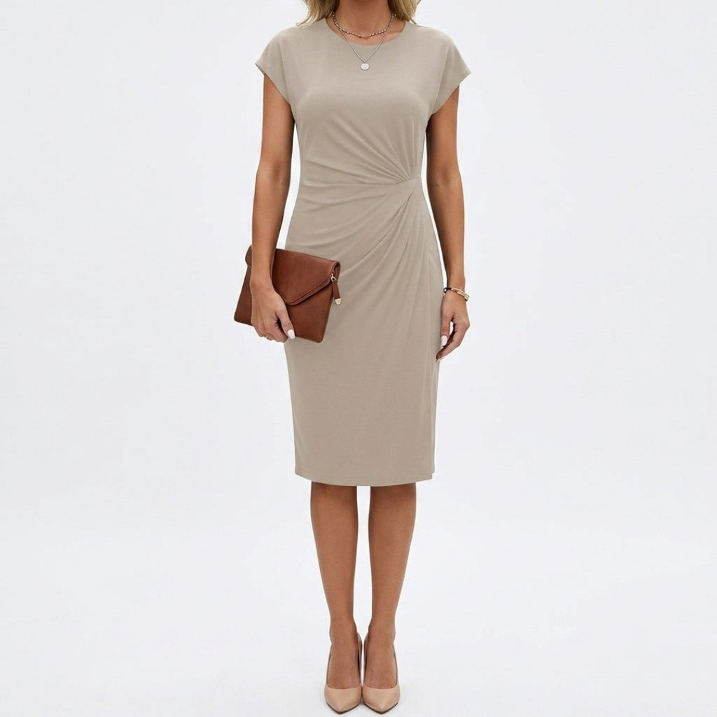 Women's Party Midi Dress with Round Neck