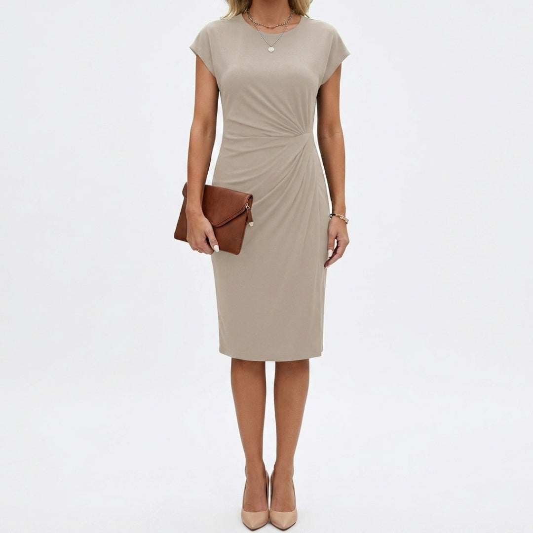 Women's Party Midi Dress with Round Neck