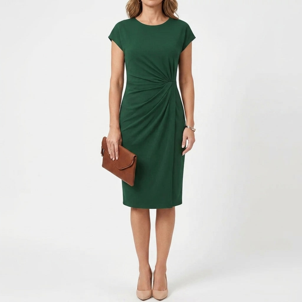 Women's Party Midi Dress with Round Neck