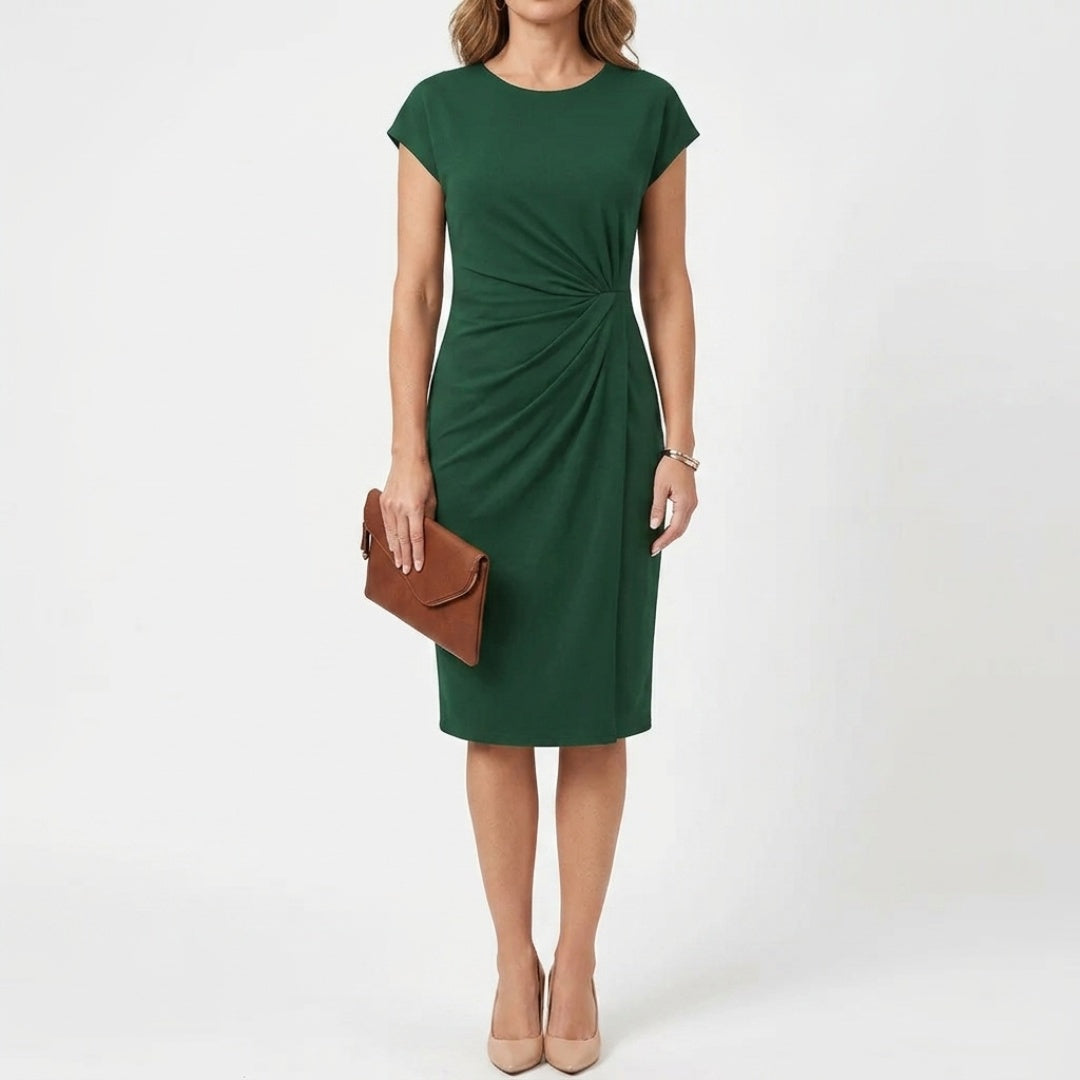 Women's Party Midi Dress with Round Neck