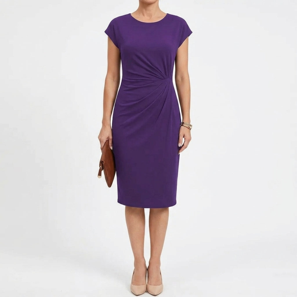 Women's Party Midi Dress with Round Neck