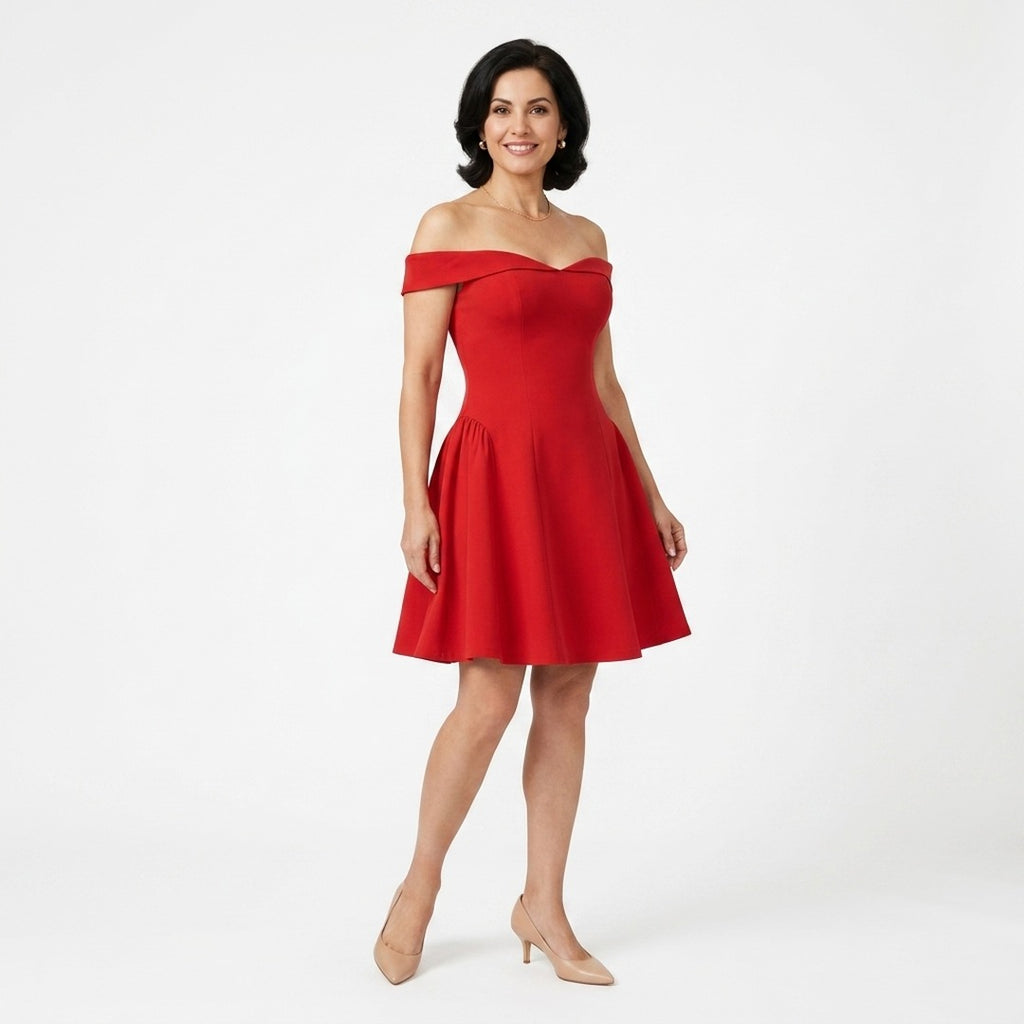 Women's Party Mini Dress with Off-Shoulder Neckline