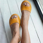 Women's Peep Toe Slingback Sandals with Structured Vamp Panel and Low Platform Sole