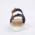Women's Peep Toe Slingback Wedge Sandals with Knotted Front and Espadrille Sole