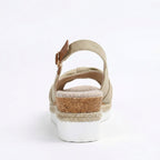 Women's Peep Toe Slingback Wedge Sandals with Knotted Front and Espadrille Sole