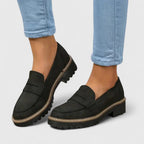 Women's Penny Loafers with Saddle Strap Detail and Lug Sole