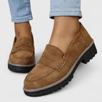 Women's Penny Loafers with Saddle Strap Detail and Lug Sole